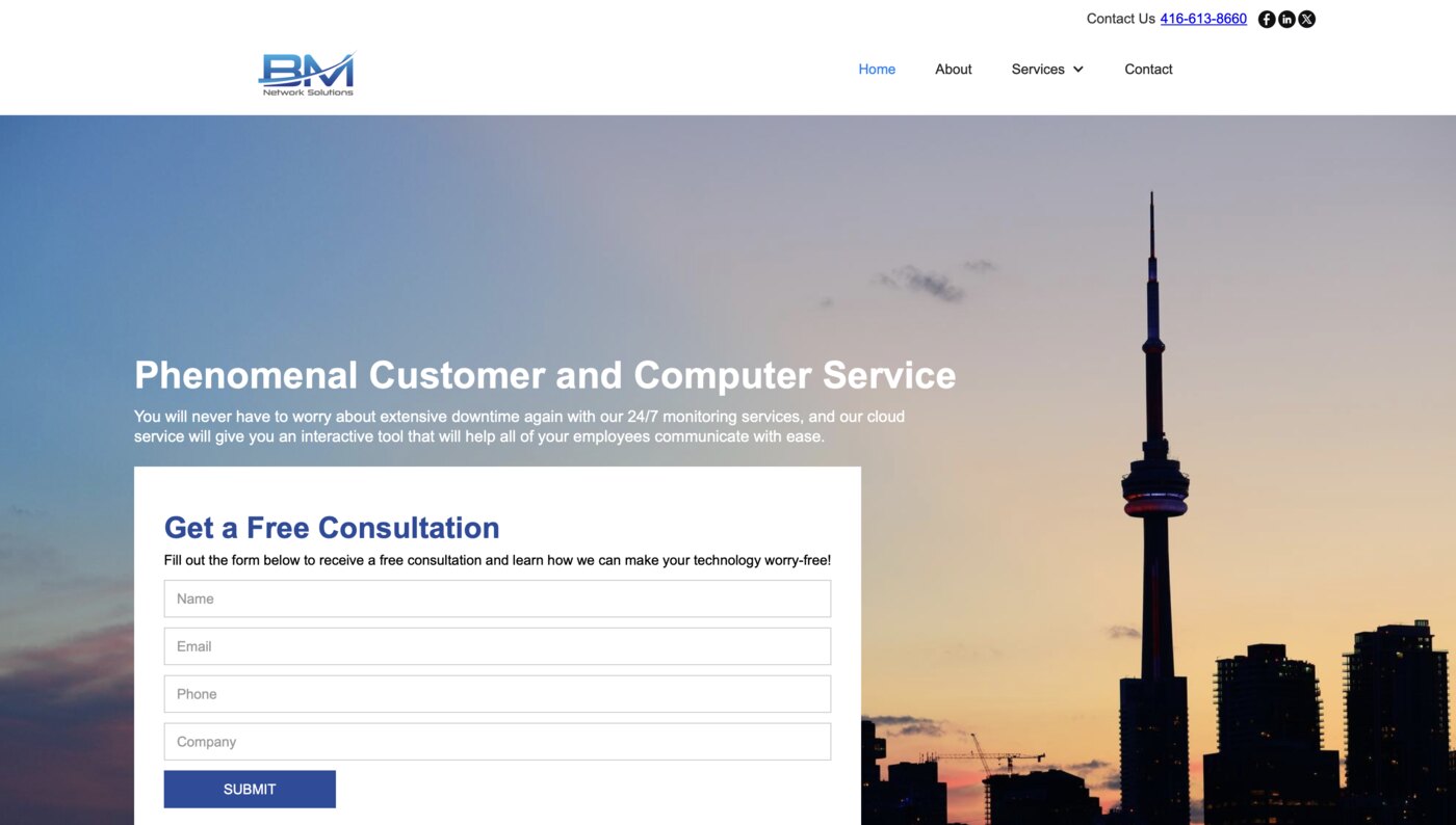 BM Network Solutions website design