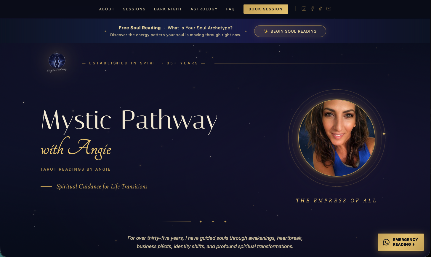 Mystic Pathway website design